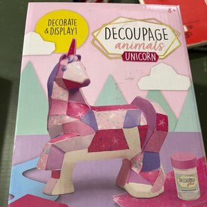 BRIGHT STRIPES DECOUPAGE UNICORN ANIMAL CRAFT KIT PORCELAIN - NEW